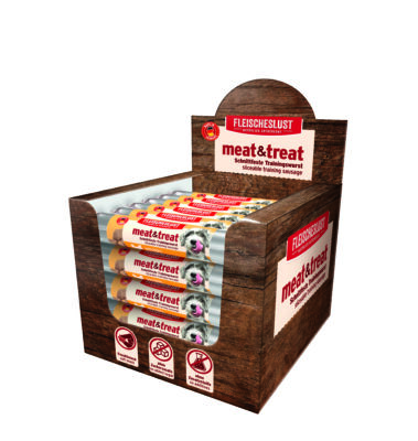 Velké balení masových salámků Meatlove v hnědém kartonu
